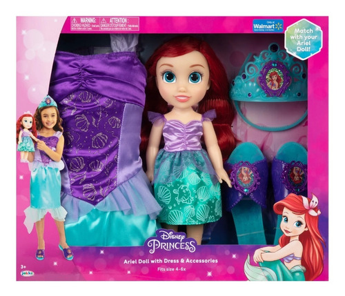 Muñeca Y Disfraz Princesa Ariel Para Niña
