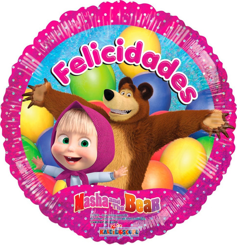 4 Globos Masha Y El Oso Met 18 Fiesta Cumpleaños Felicidades