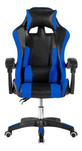 Silla de escritorio Urban Design MSG-YL809 gamer ergonómica  azul y negra con tapizado de cuero sintético