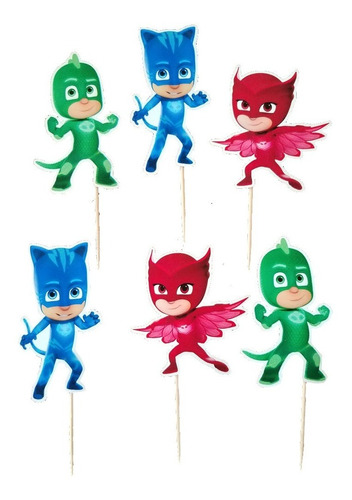 Cupcake Topper Premium Pjmasks Heroes En Pijamas 20 Piezas