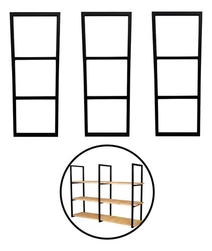 Suporte Prateleira Tripla 3un Industrial Parede Teto 90cm