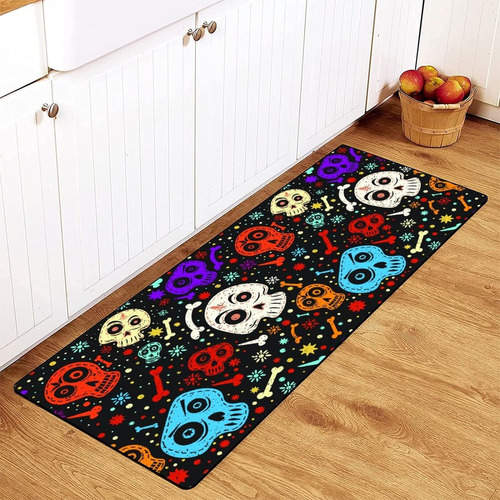 Alfombra De Cocina Calavera Mexicana De Colores Alfombr...