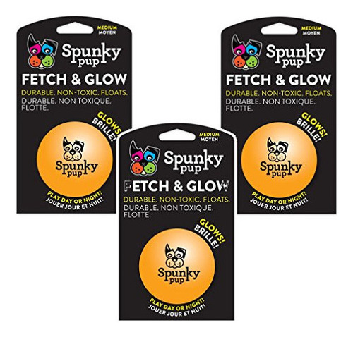 (paquete De 3) Spunky Pup Toys Fetch And Glow Jr. Pelota, Me