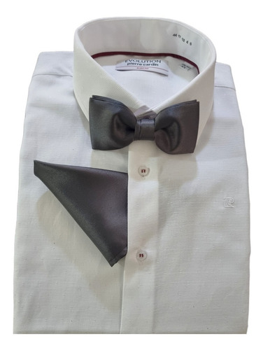 Fajilla Con Pañuelo Y Moño Adulto Ajustable Smoking 3 Piezas Gris Oxford