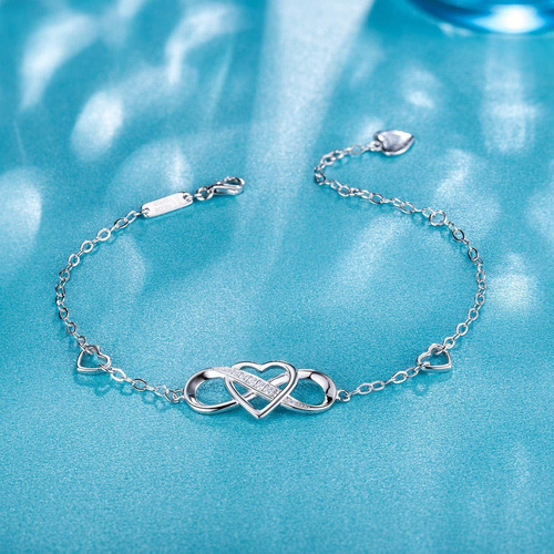 Pulseras De Plata De Ley 925 Con Forma De Corazón Infinito P