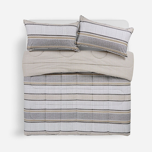 Plumón Algodón Reversible Bali Beige 1,5 Plazas