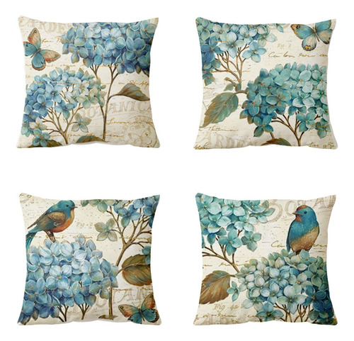 Fundas Cojines Almohada Decorativos Lino Algodón 4pcs 45cm Arboles