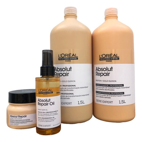 Kit Loreal Absolut Repair Gold Quinoa Sh Cond.1,5l Masc 250g