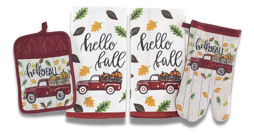 Juego De Toallas De Cocina Y Portaollas Hello Fall Farm...