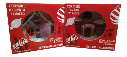Adornos Villas Navideñas Coca Cola Pack De Dos Villas