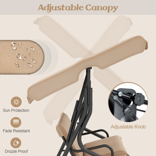 Columpio Para Patio Exterior De 3 Plazas Beige Gpl