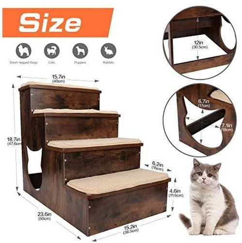 Topmart Escaleras De Madera Para Perros De 4 Niveles, Escalo
