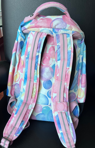 Mochila Kipling Class Room Original Rosa Con Burbujas De Colores Estampado (Usado)