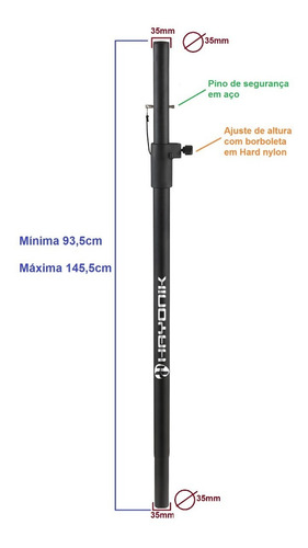 Imagem 2 de 4 de Suporte Prolongador P/ Caixa Som Sub Grave S90 Hayonik Par