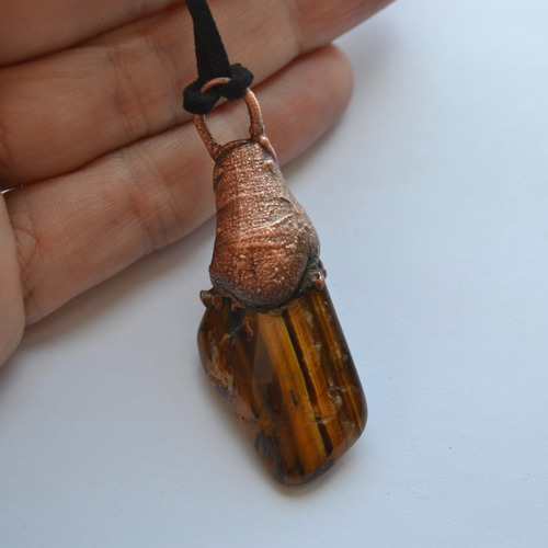 Imagen 4 de 5 de Collar Colgante Dije Piedra Ojo De Tigre, Talisman
