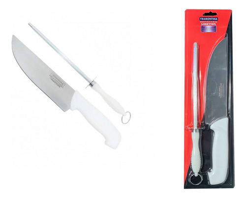 Set Cuchillo Y Chaira Tramontina 8 Pulgadas Acero Inoxidable