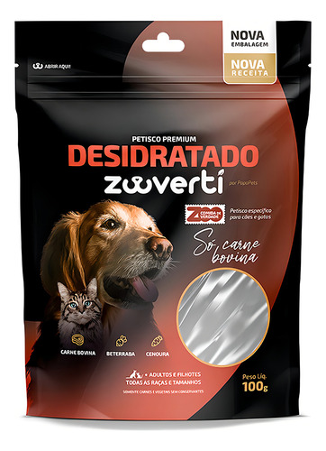 Snack Papapets Desidratado Para Cães Carne Bovina 100g