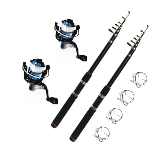 Combo De Pesca: 2 Reel + 2 Cañas 2.10mts + 4 Líneas + Envío