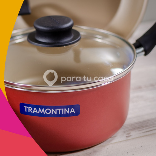 Imagen 4 de 10 de Ollas Tramontina Bateria Cocina Set 7 Pz Turim Teflón Ct