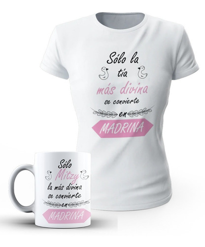 Regalo Madrina O Padrino Kit Playera Y Taza Personalizadas