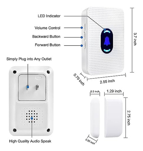 Timbre De Puerta, Timbre Inalámbrico Con Sensor De Puerta Da