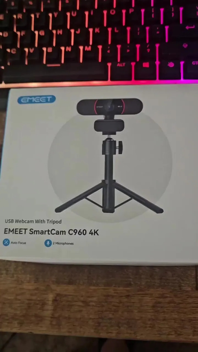 Emeet C960 4k Webcam 1080p 60fps Camera Para Pc Streaming Com Microfone Automático Kit Videoconferencia Preto