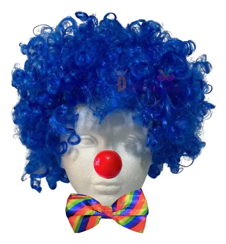 Pack Disfraz De Payaso: Peluca Rizada, Nariz, Corbata Y Guantes Para Carnaval Y Halloween