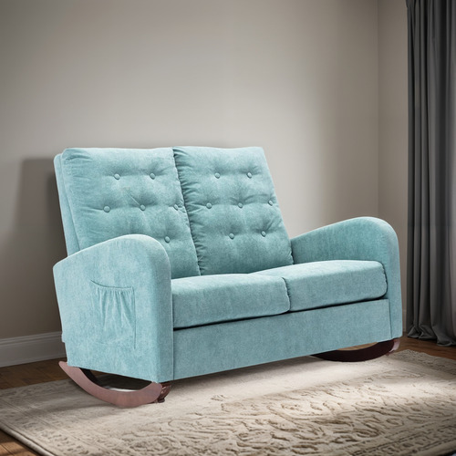 Sofa Mecedor Biplaza Tela Color Cyan Marca Ssline