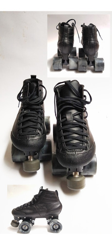 Capetos Patines De Cuatro Ruedas De Microfibra Negra Derby