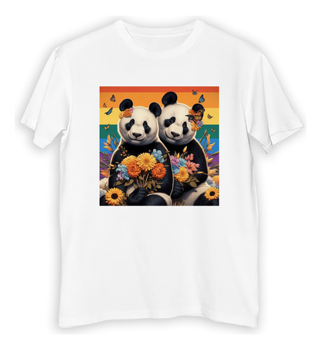 Remera Hombre Oso Panda Gay Pride Orgullo Bandera Flor