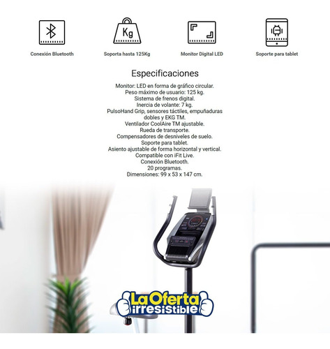 Bicicleta Fija Ergométrica Proform 225csx Bluetooth Ifit Loi