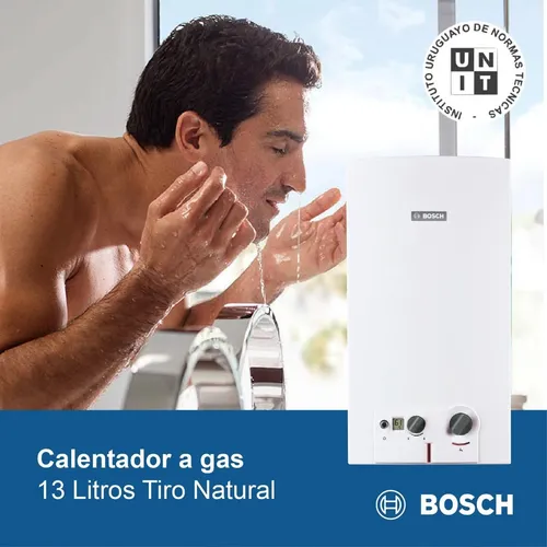 Calefon A Gas Bosch 13 Litros Tiro Natural Blanco Glp