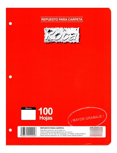 Papel Bond 3 Perf. Repuesto Profesional Roca Blanco 100 Hjs