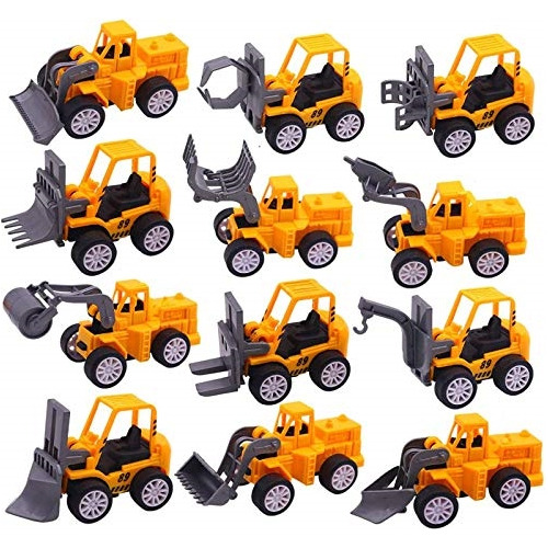 12 Juguetes Mini Vehículos De Construcción Para Niños