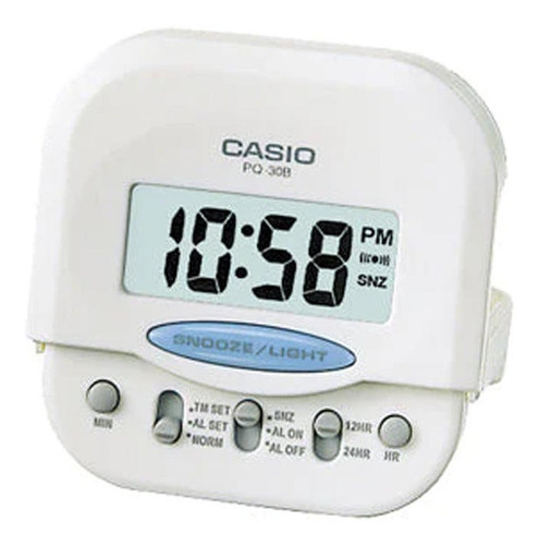 Reloj Despertador Casio Pq-30b-7 Blanco Color Blanco