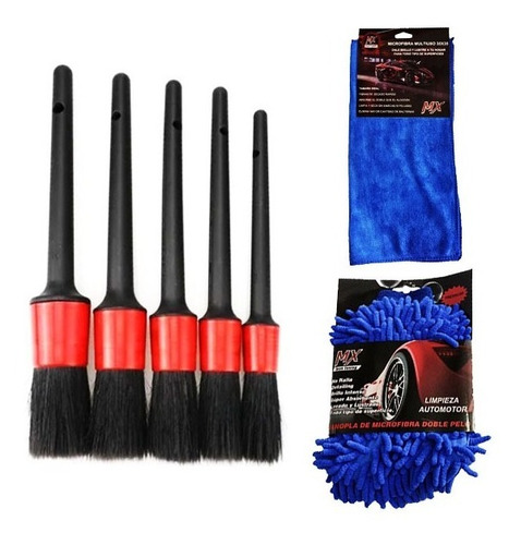 Kit 5 Brochas Pinceles Cepillo Premium Detailing Auto Moto