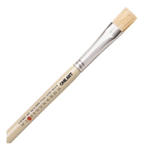 Pincel Hobby Art Chato Cerda Natural Serie 3000 - N 4 Cerdas Color Foto