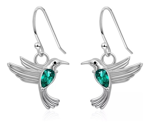 Aros Colibrí Pendientes Plata 925 Joya Mujer Regalo