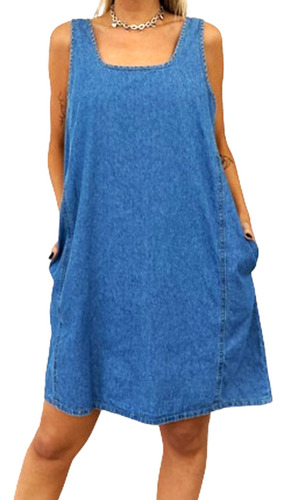 Vestido  Sin Mangas Jean  Camisero  Denim