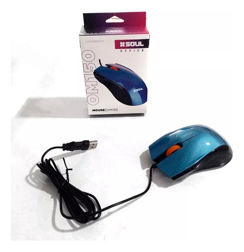 Mouse Para Pc Escritrorio Cable Usb 1.5 Metros 1200dpi Azul