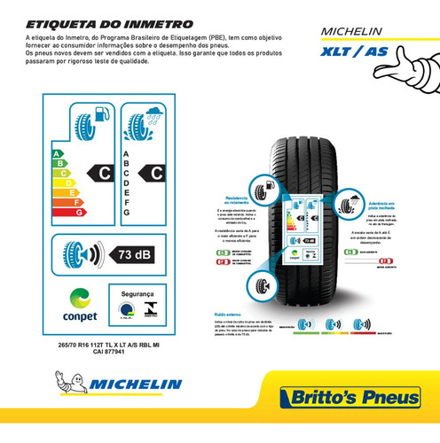 Pneu L200 Aro 16 - Michelin Xlt/as 265/70 R16