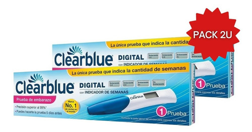 Test De Embarazo Clearblue Digital Pack 2 Pruebas Domicilio