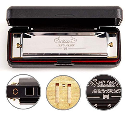 Jsl Harmonica, Clave Diatónica Estándar De C 10 Holes 20 Ton