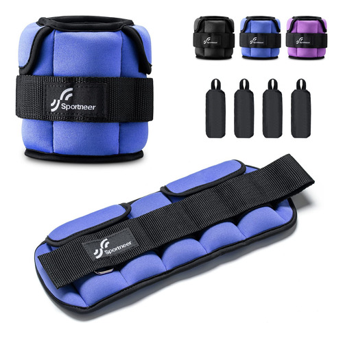 Tobilleras Deportivas Con Peso Ajustable Hasta 3.5 Lb Azul Azul