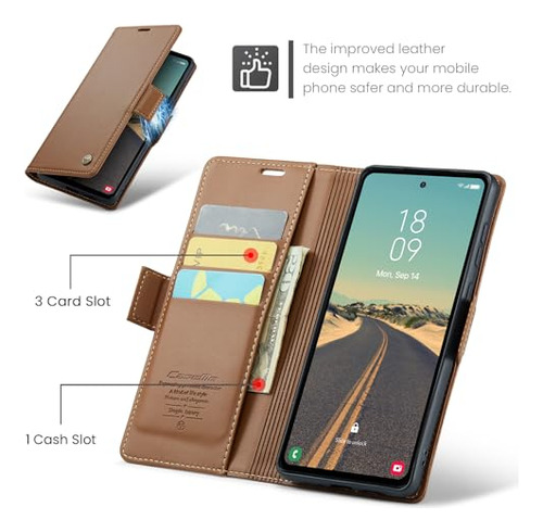 Funda Para Galaxy S23 Fe Cafe Piel Sintetica