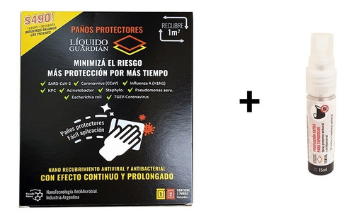 Toallitas Liquido Guardian Y Nanotectnologia Textil 15ml