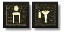 Comprar Set 2 Cuadros Baño Retro Paris Decoracion Lavabo 33x33cm Marco Negro