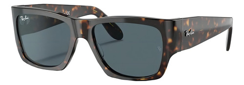 Óculos de sol Ray-Ban Wayfarer Nomad tamanho Standard armação matte shiny havana y lente dark blue