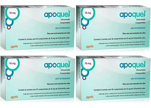 comprar 4 Apoquel Dermatológico Anti Coceira Cães 16 Mg 20 Comp 16mg