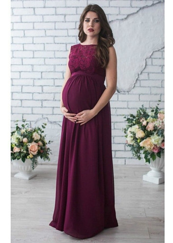 Vestido Premamá Con Cola Suelta De Encaje